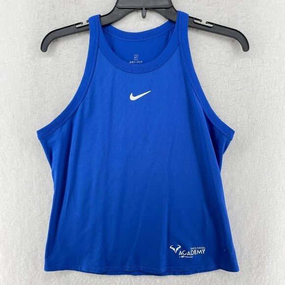 Nike Tank Top Women's Sz M Blue Nikecourt Dri-Fit Slim Fit Halter Swoosh Logo - Picture 1 of 9